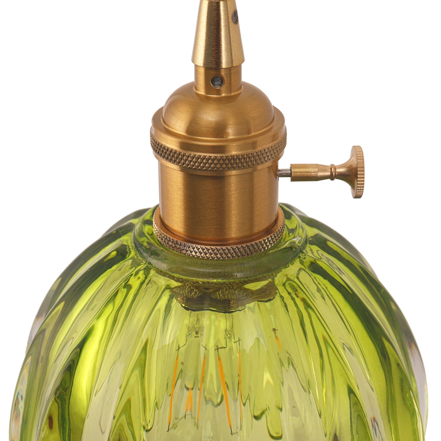 Jandcase 5.12  in. Gold Pendant Light w/ Green Glass Flower Shade E26 Hanging Light Fixture for Kitchen Island Dining Room 2-Pack