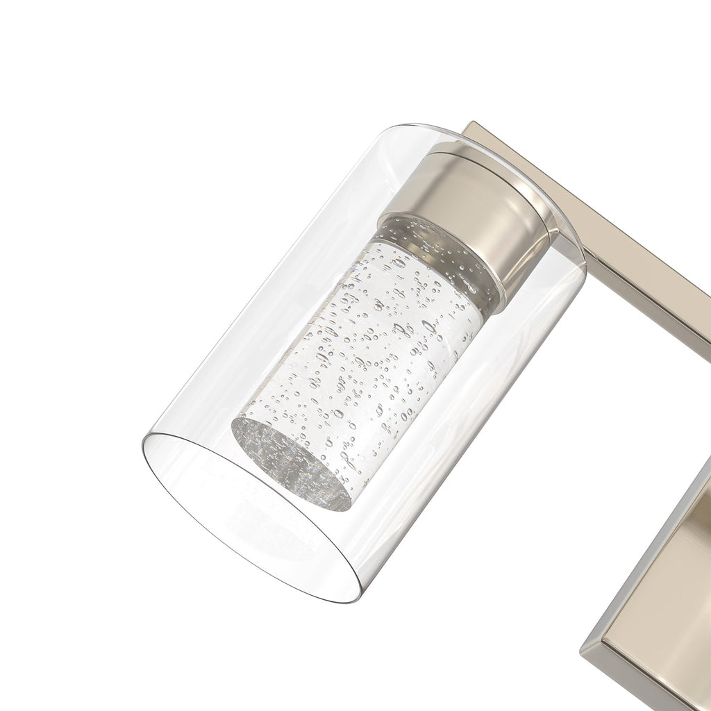 Jandcase 3-Light Nickel LED Vanity Light Fixture with Clear Glass Shade and LED Crystal Bulbs 3000-6000K, Dimmable Color
