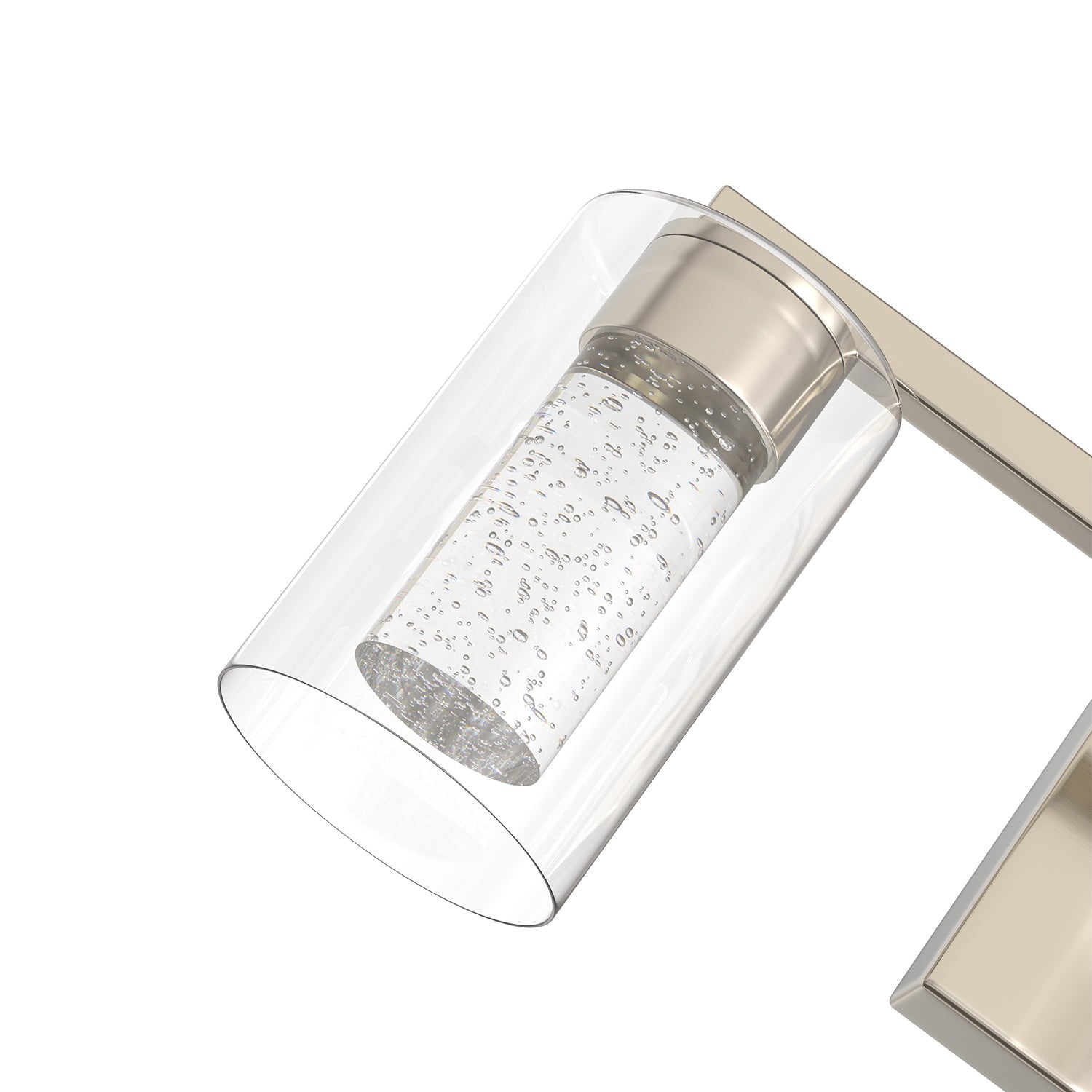 Jandcase 3-Light Nickel LED Vanity Light Fixture with Clear Glass Shade and LED Crystal Bulbs 3000-6000K, Dimmable Color