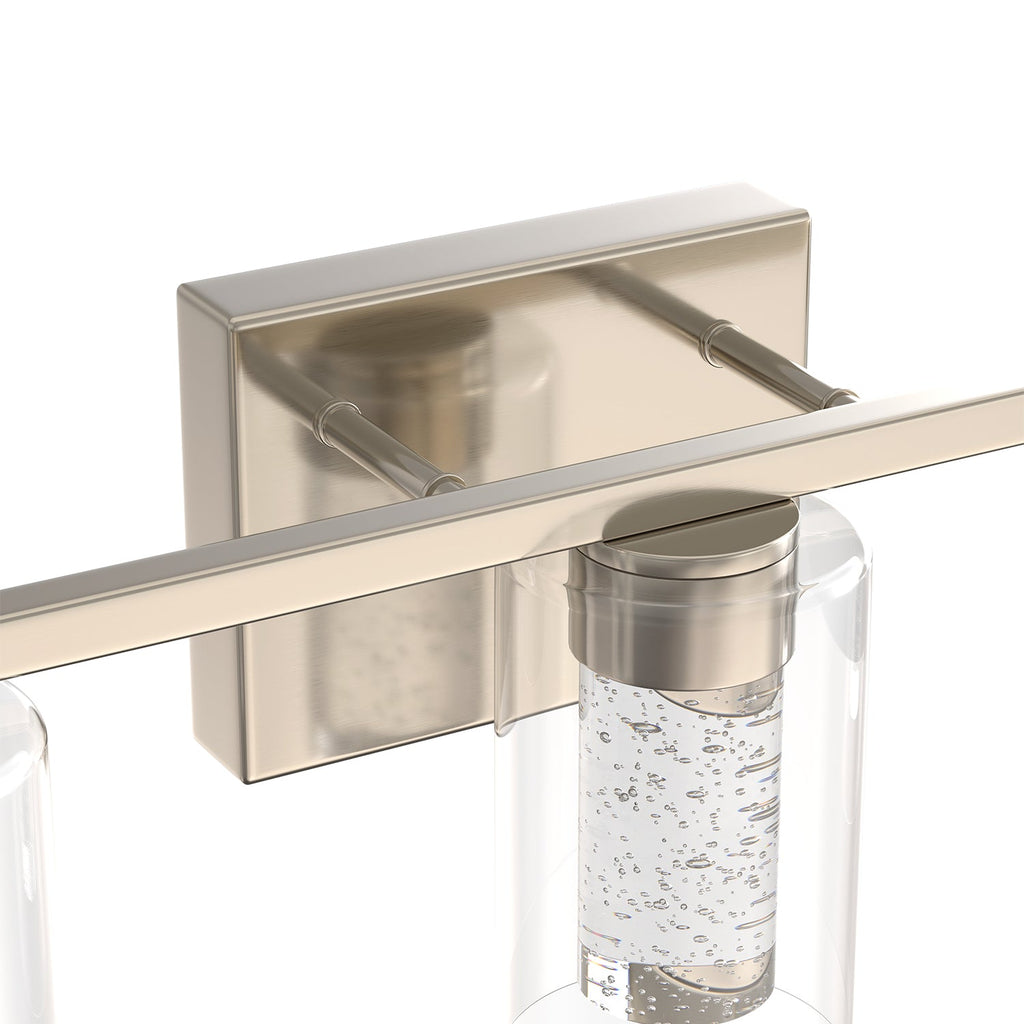 Jandcase 3-Light Nickel LED Vanity Light Fixture with Clear Glass Shade and LED Crystal Bulbs 3000-6000K, Dimmable Color