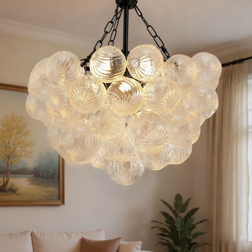 Jandcase 24W Matte Black LED Bubble Twist Chandelier with Remote Control, RGBCW Layered Decorative Pendant Light for Dining Room