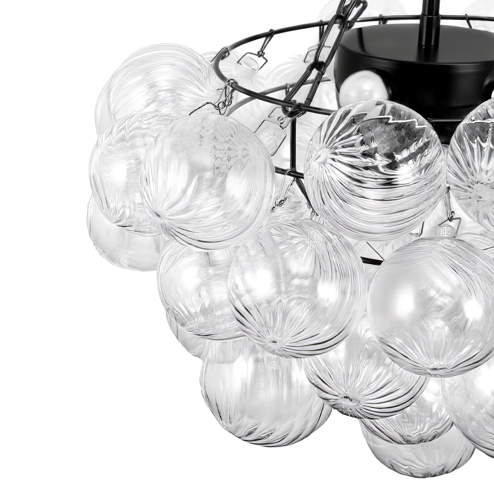 Jandcase 24W Matte Black LED Bubble Twist Chandelier with Remote Control, RGBCW Layered Decorative Pendant Light for Dining Room