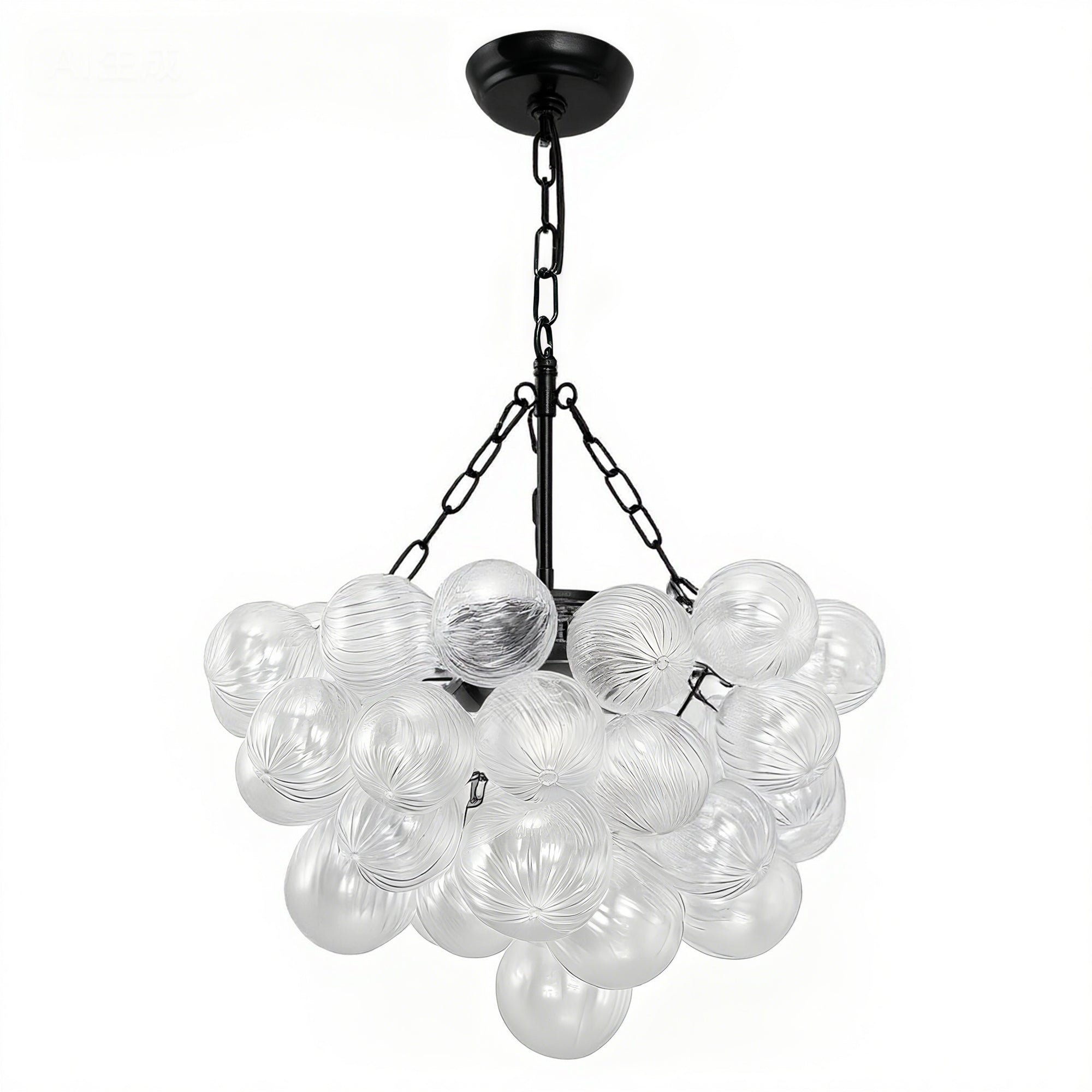 Jandcase 24W Matte Black LED Bubble Twist Chandelier with Remote Control, RGBCW Layered Decorative Pendant Light for Dining Room
