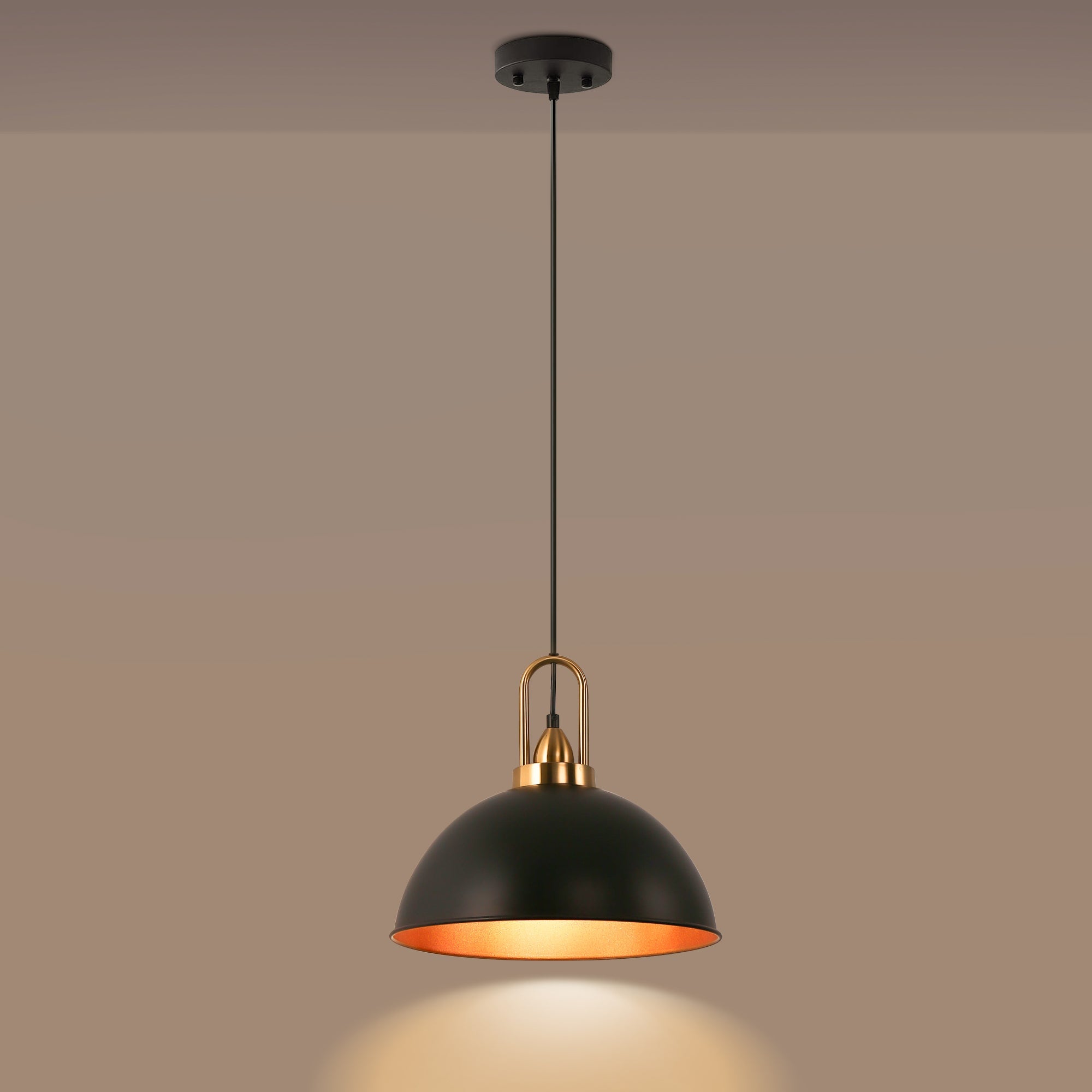 Jandcase 2-Pack Farmhouse Pendant Light with Iron Frame Black Gold E26 Bulb Not Included