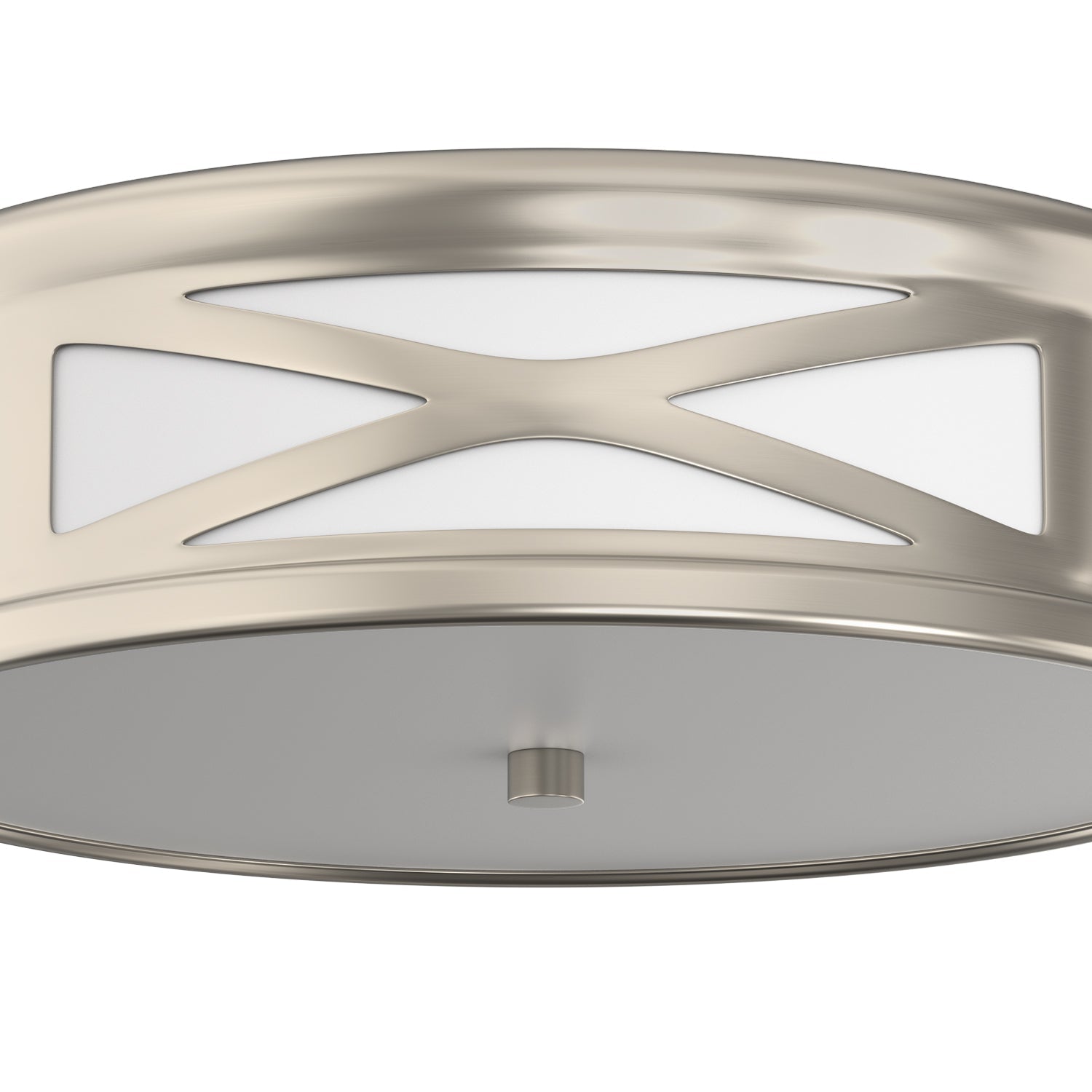 Jandcase 3.9 in. Brushed Nickel Dimmable Integrated LED Drum Flush Mount Ceiling Light w/ Milky Glass Shade for Bedroom, Hallway