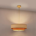 17.7 in 3 Light Farmhouse Natural Copper Drum Chandelier with Rattan Shades, No Bulbs Included for Kitchen Island