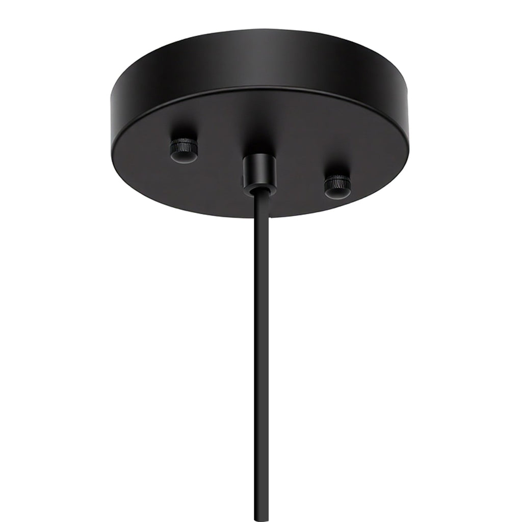 Jandcase 70.3 in 1-Light Matte Black Traditional Indoor Pendant Light with Goblet Water Ripple Glass Shade and No Bulb Included