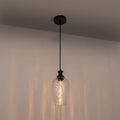 Jandcase 70.3 in 1-Light Matte Black Traditional Indoor Pendant Light with Goblet Water Ripple Glass Shade and No Bulb Included