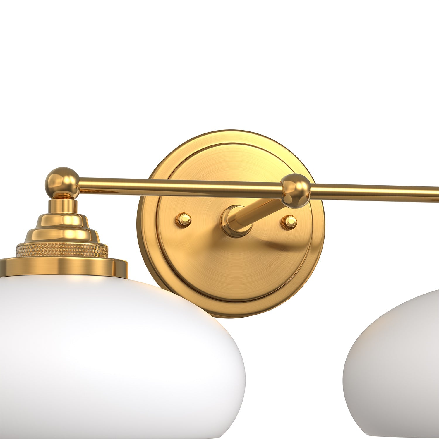 Jandcase 18in 2-Light Bathroom Vanity Light with White Bowl Glass Shades, Non-Included E26 Bulbs, Copper Metal Frame
