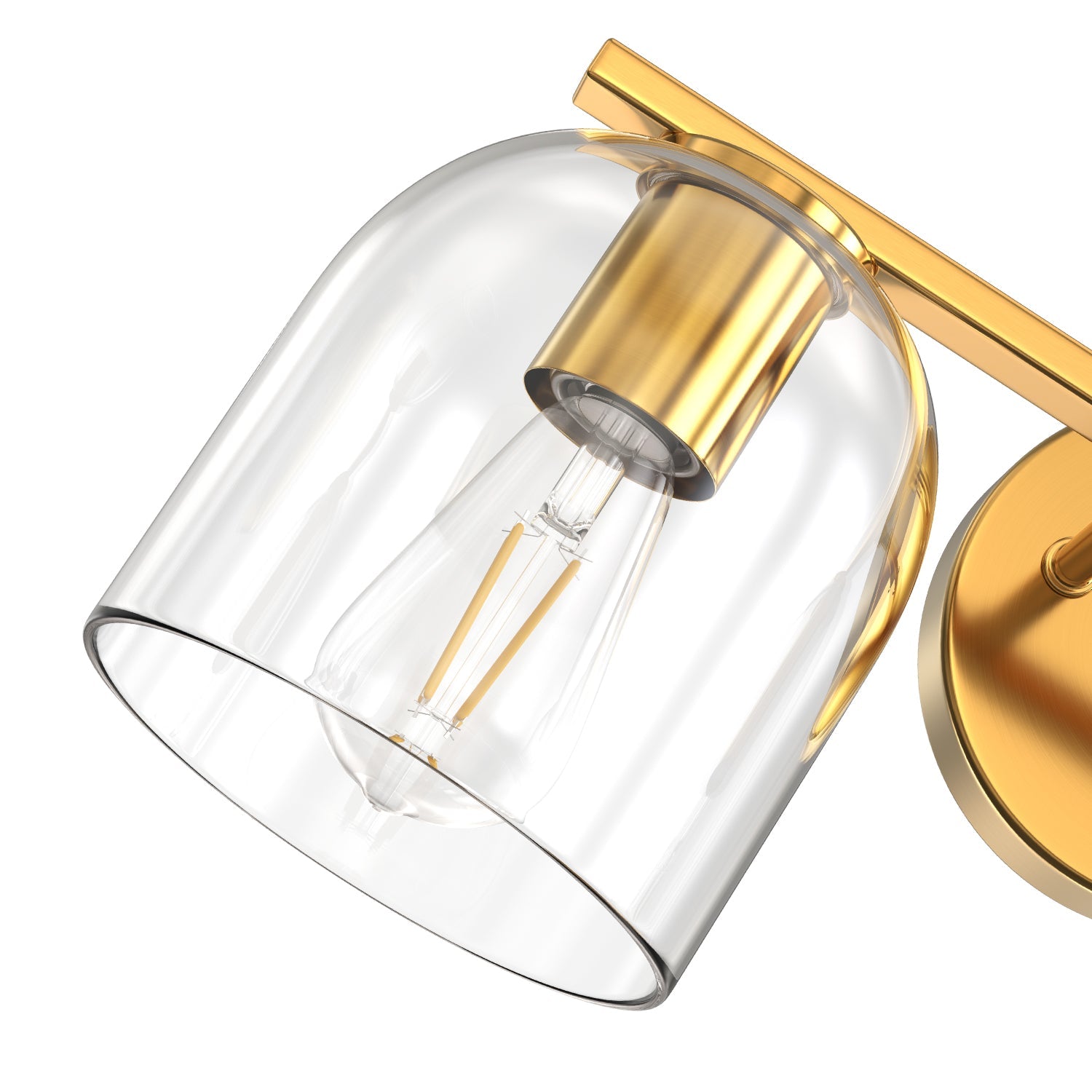 Jandcase 2-Light Bathroom Vanity Light with Clear Cylindrical Glass Shade, Copper Metal Finish, E26 Base, 14.2in