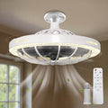 Jandcase 19.7in Retractable Bladeless Lighted Ceiling Fan with Light, 5-Blade Invisible Fan, Remote Control Dimmable LED Light, 3-Speed Timer Ceiling Fan Light Combo E26/E27
