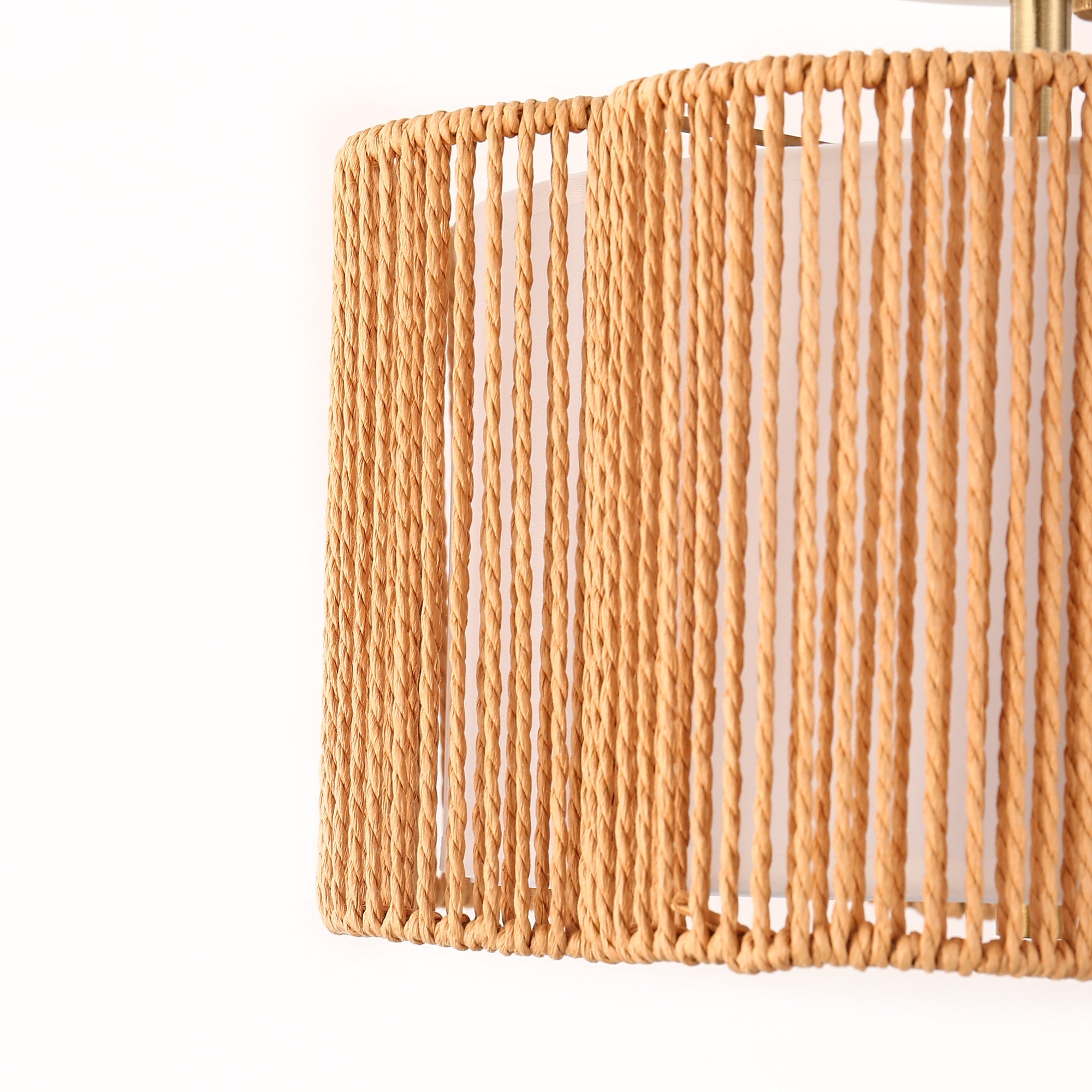 13.1 in. Farmhouse 3-Light Copper Semi Flush Mount Ceiling Light Fixture w/ Brown Shades, E26 Socket for Hallway, Foyer