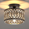 Jandcase Single-Light Semi-Flush Ceiling Light with Triangular Crystal Strips Black E26 Bulb Not Included