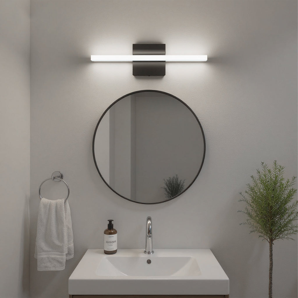 Jandcase 24in LED Vanity Light with Frosted Acrylic Diffuser, Integrated LED, 6000K, Matte Black Metal