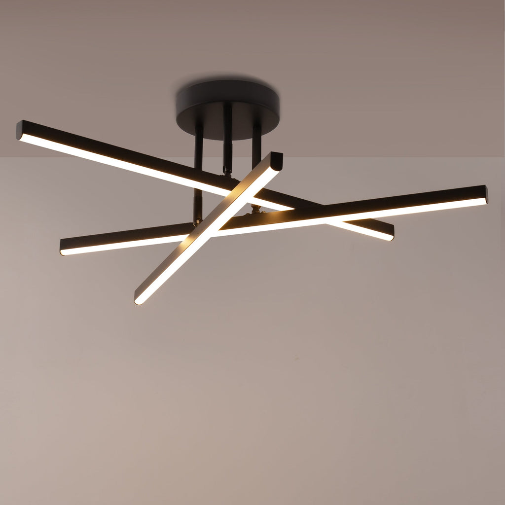 Jandcase Semi-Flush Ceiling LED Light with Stepless Wall Dimming, Matte Black Finish
