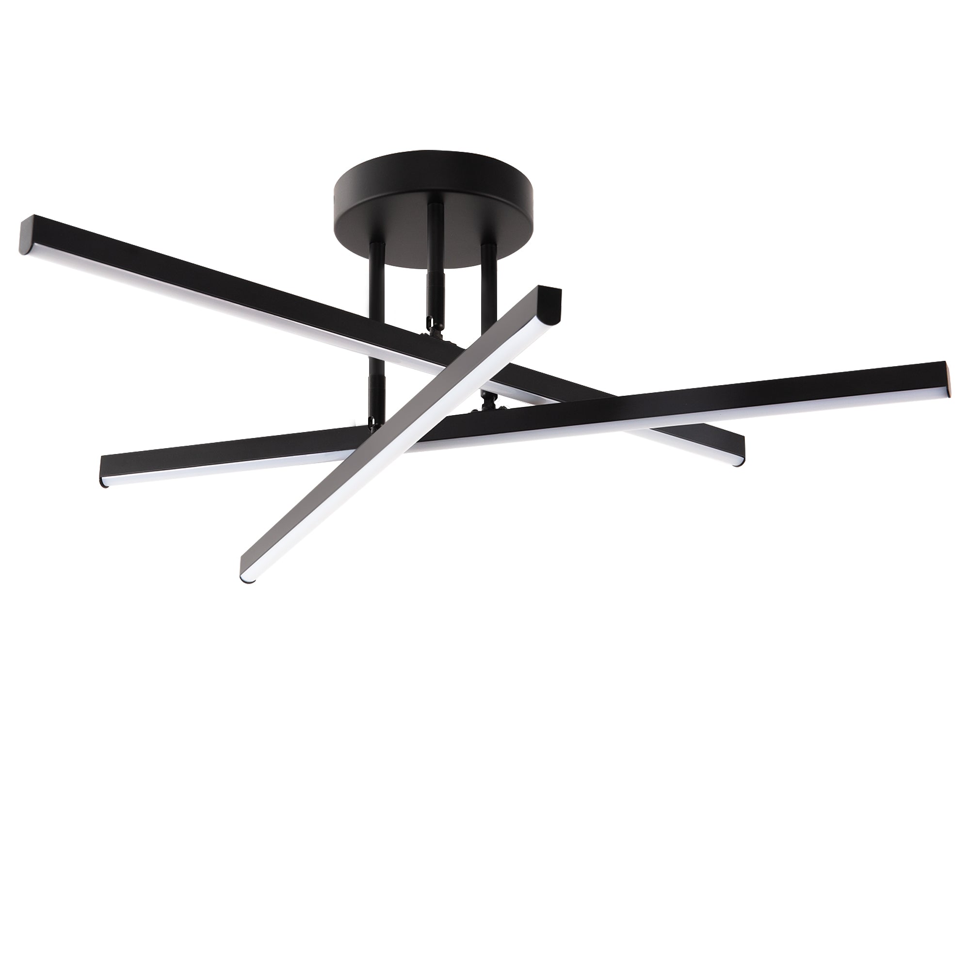 Jandcase Semi-Flush Ceiling LED Light with Stepless Wall Dimming, Matte Black Finish
