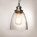 60-Watt 1 Light Brushed Nickel Shaded Pendant Light with Bubble Glass Shade, No Bulbs Included for Living Room