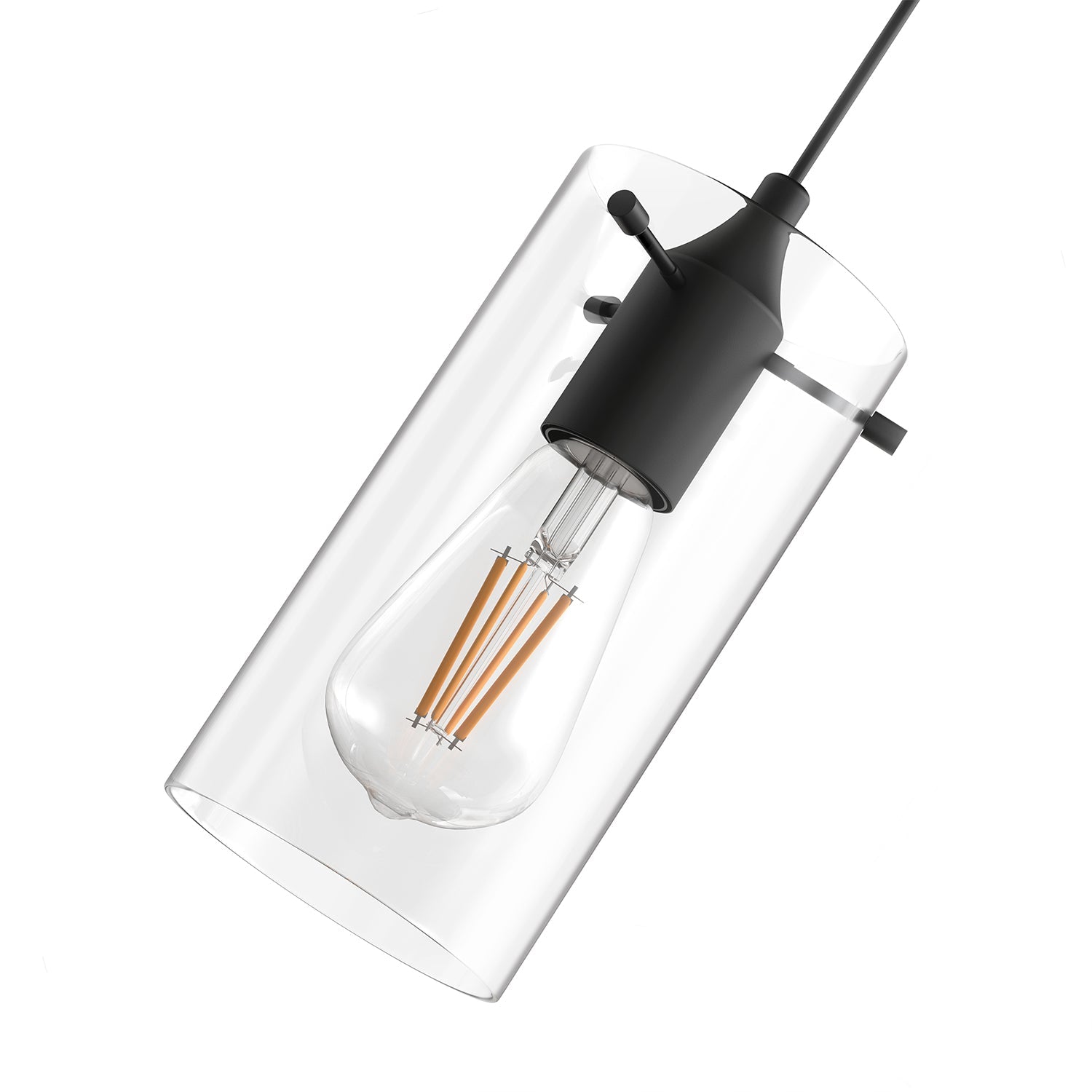 Jandcase 5-Light Modern Matte Black Pendant Light with Clear Glass Shade Traditional E26 Ceiling Light Fixture for Kitchen