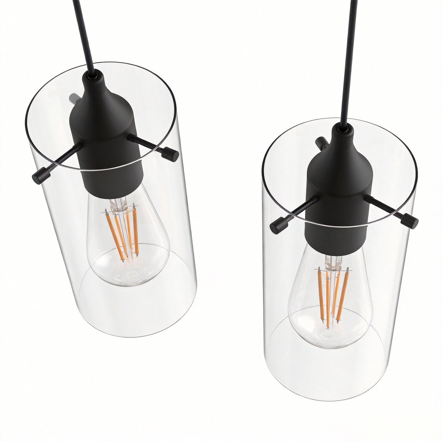 Jandcase 5-Light Modern Matte Black Pendant Light with Clear Glass Shade Traditional E26 Ceiling Light Fixture for Kitchen