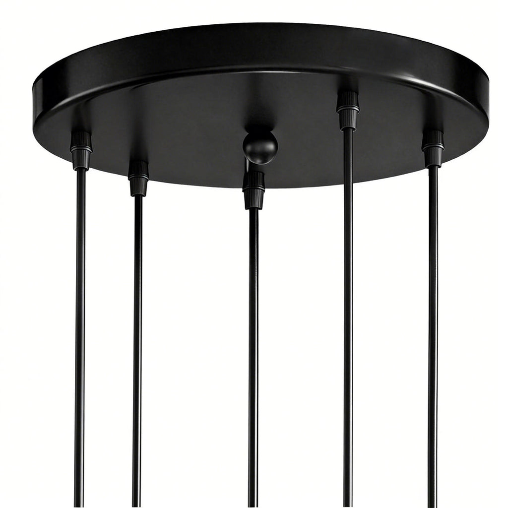 Jandcase 5-Light Modern Matte Black Pendant Light with Clear Glass Shade Traditional E26 Ceiling Light Fixture for Kitchen
