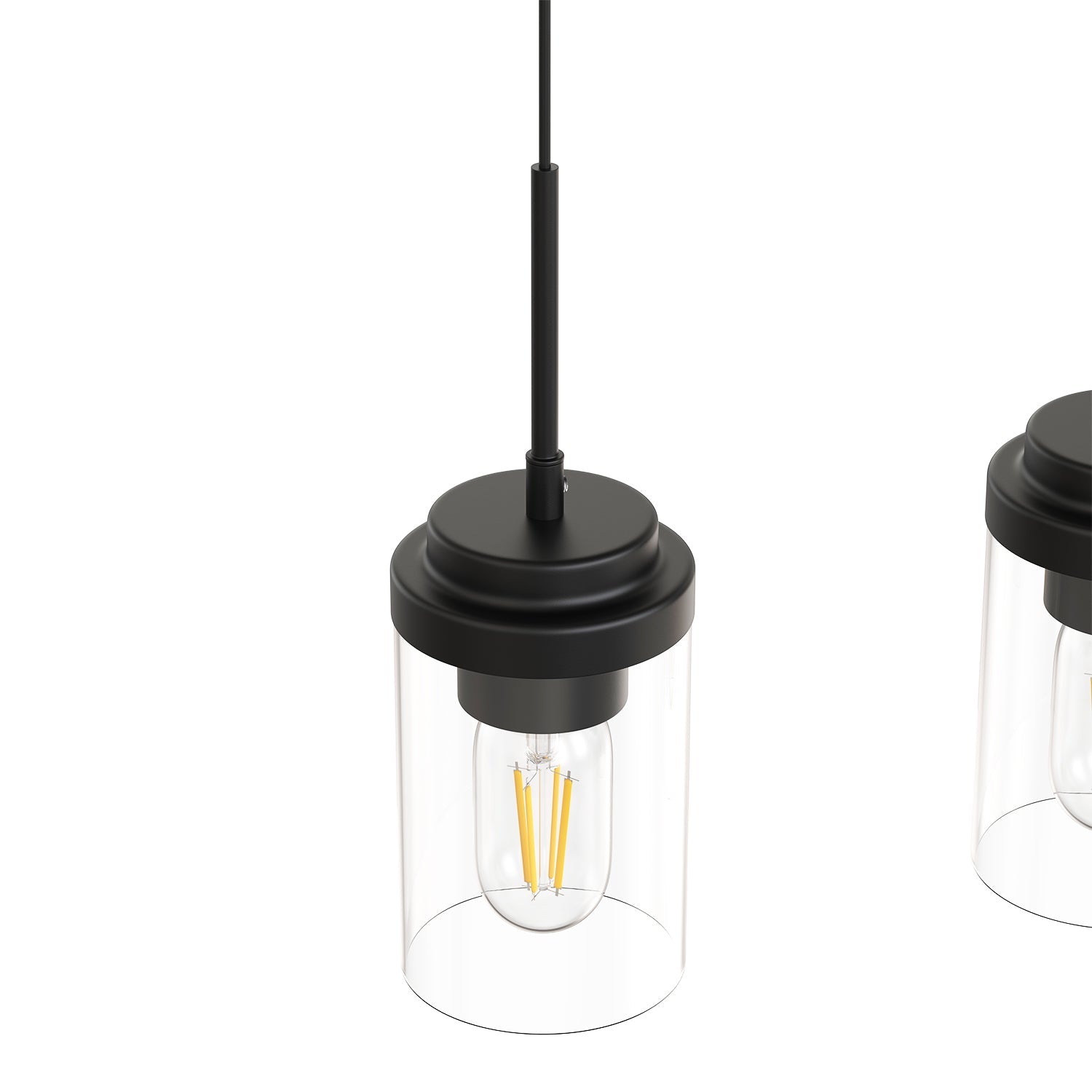 3-Light Cluster Kitchen Island Pendant Light with Matte Black Finish and Glass Shades for Dining Room No Bulbs Included