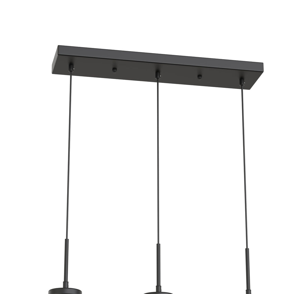 3-Light Cluster Kitchen Island Pendant Light with Matte Black Finish and Glass Shades for Dining Room No Bulbs Included