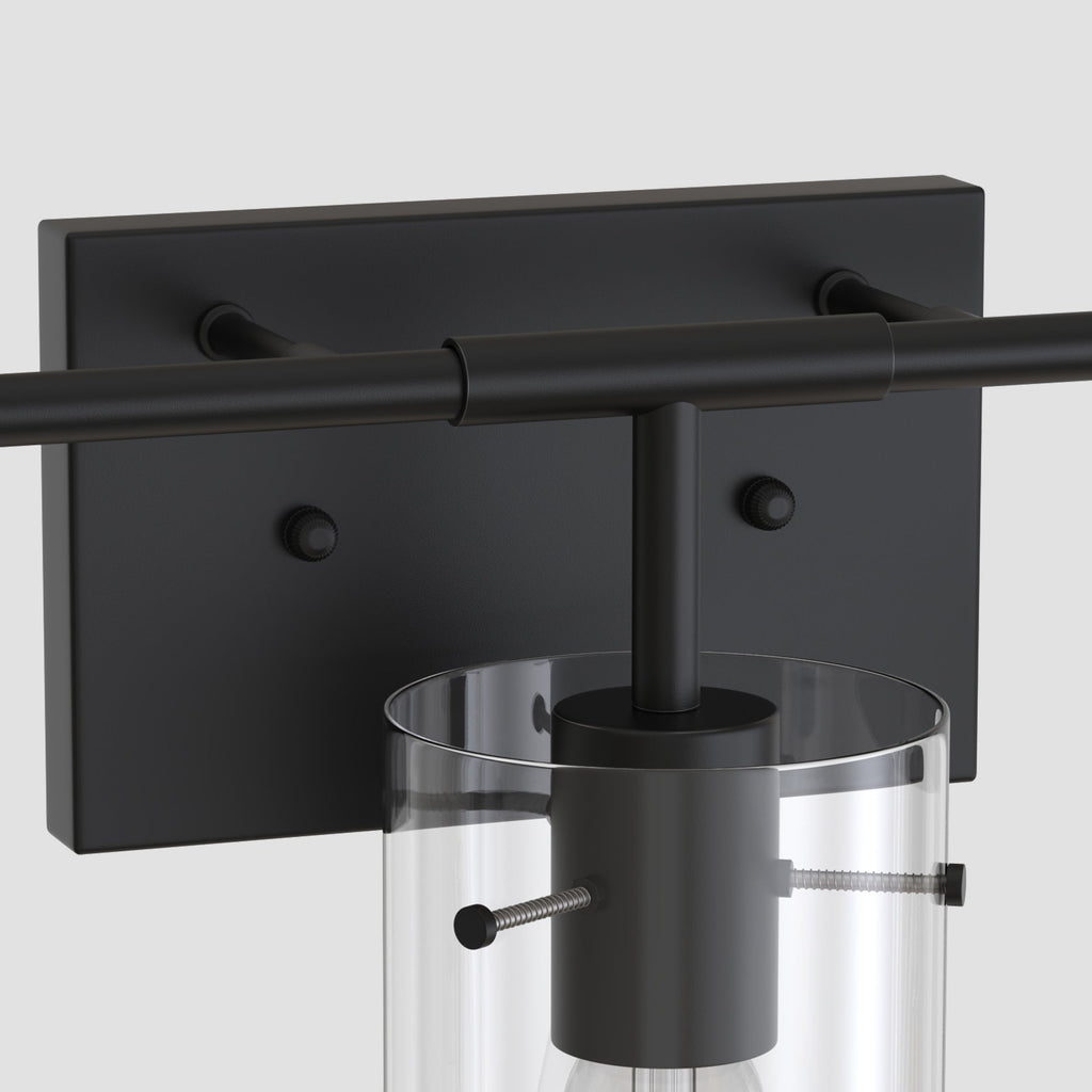 Jandcase 26 in. 4-Light Matte Black Glass Bathroom Vanity Light Fixture KD Structure E26 ETL Certified