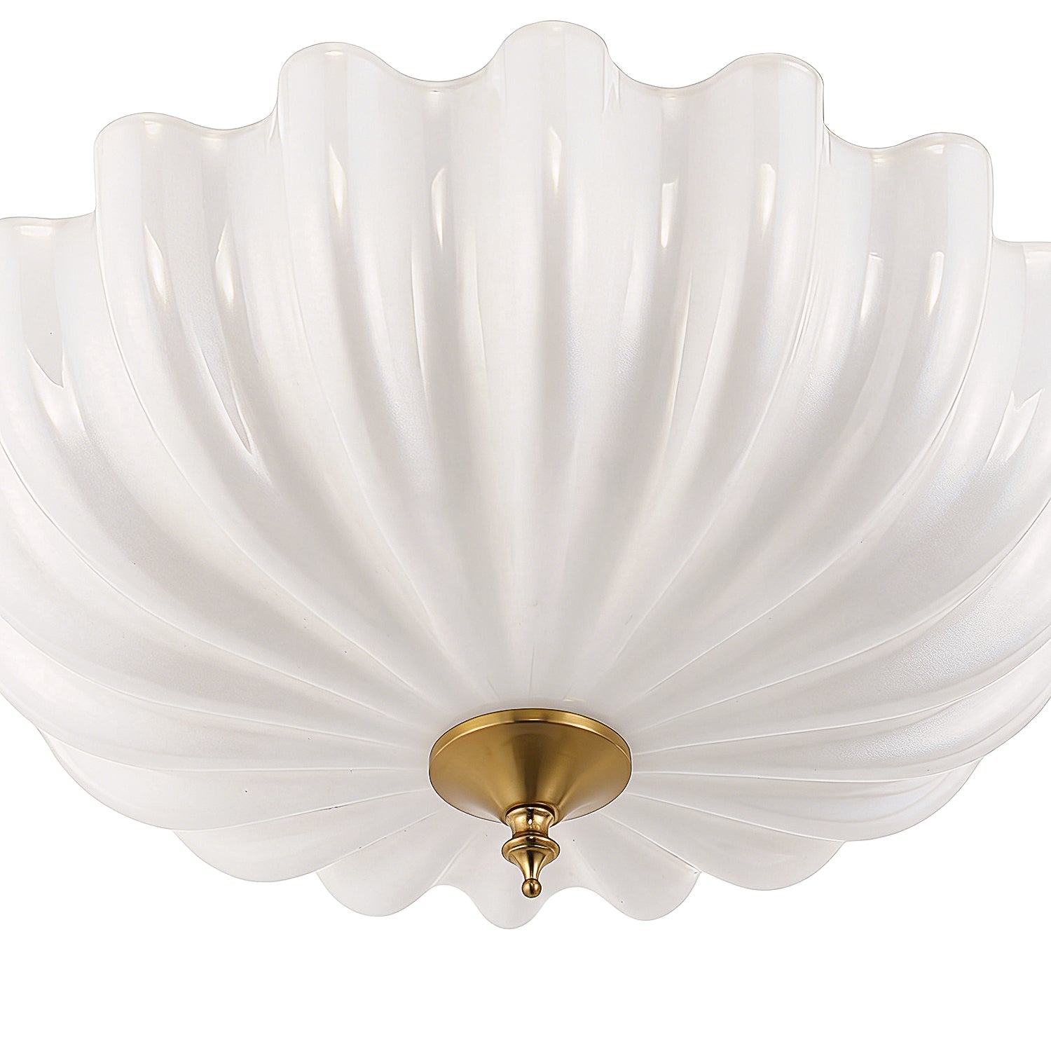 Jandcase 15.4 in. Modern 3-Light Bowl Polished Brass Flush Mount Ceiling Light with Round White Glass Shade E26 for Bedroom,Foyer