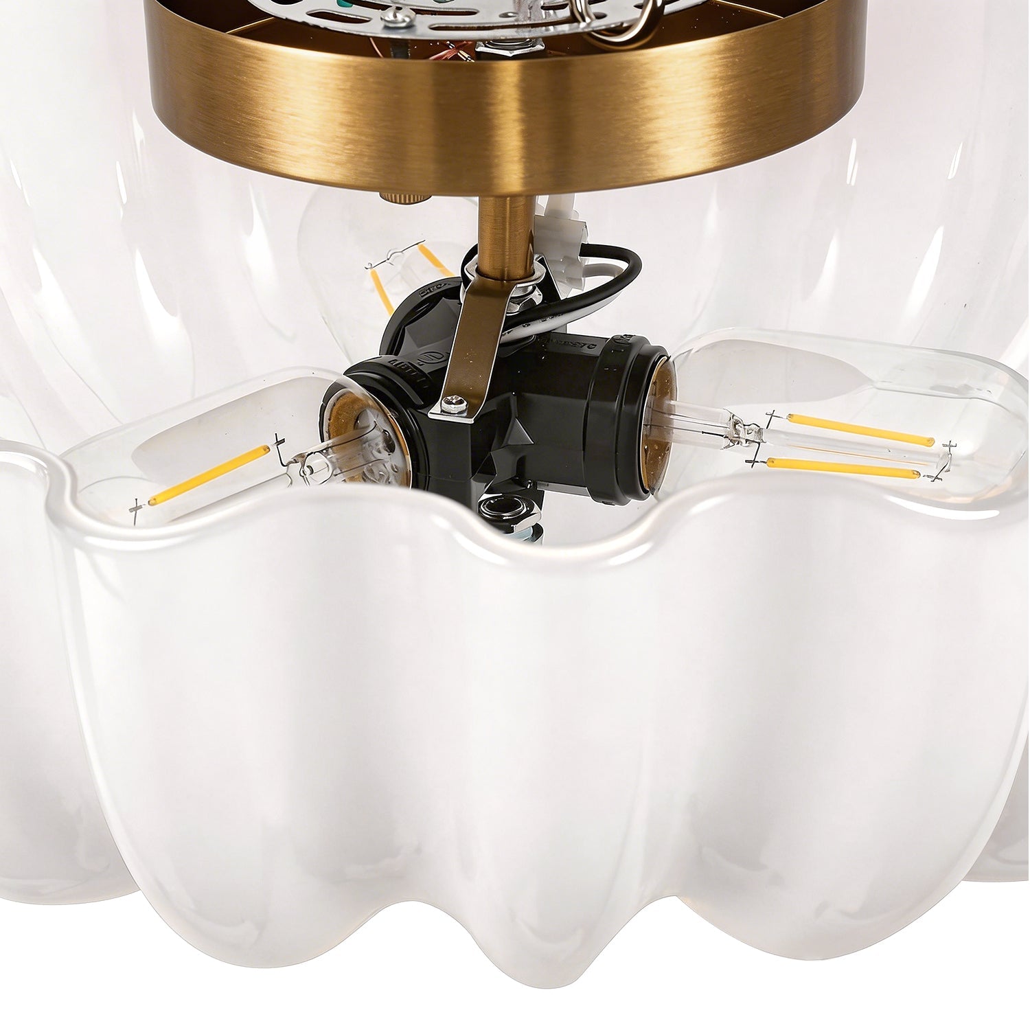Jandcase 15.4 in. Modern 3-Light Bowl Polished Brass Flush Mount Ceiling Light with Round White Glass Shade E26 for Bedroom,Foyer