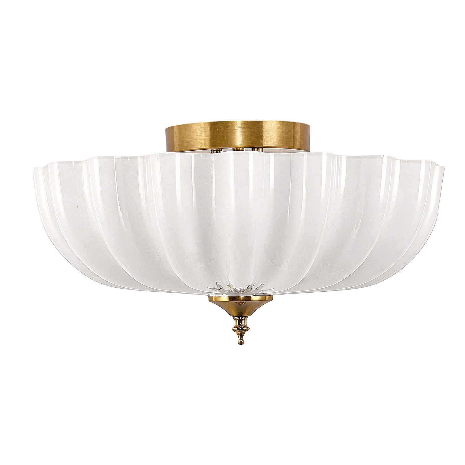 Jandcase 15.4 in. Modern 3-Light Bowl Polished Brass Flush Mount Ceiling Light with Round White Glass Shade E26 for Bedroom,Foyer