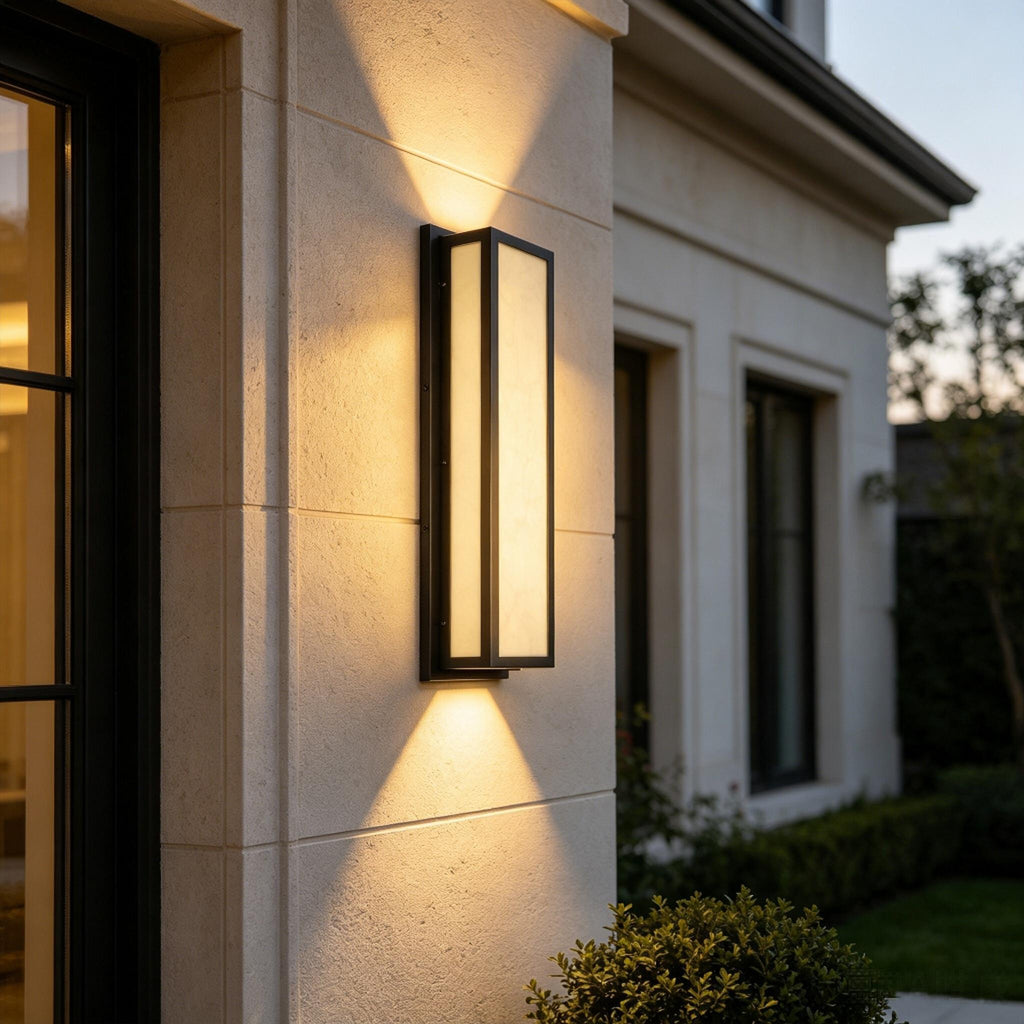 Jandcase 24.8in LED Outdoor Wall Light 30W IP65 Waterproof Marble Resin Sconce 3000K Modern Exterior Fixture