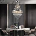 Jandcase 20in. Chrome Crystal Chandelier 11-Light E12 Modern Luxury Ceiling Light for Living Room Dining Room Staircase Adjustable Height