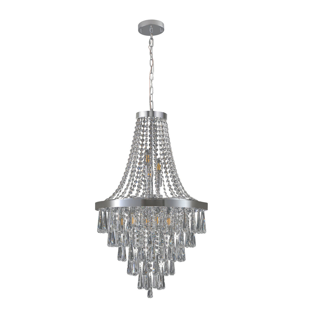 Jandcase 20in. Chrome Crystal Chandelier 11-Light E12 Modern Luxury Ceiling Light for Living Room Dining Room Staircase Adjustable Height