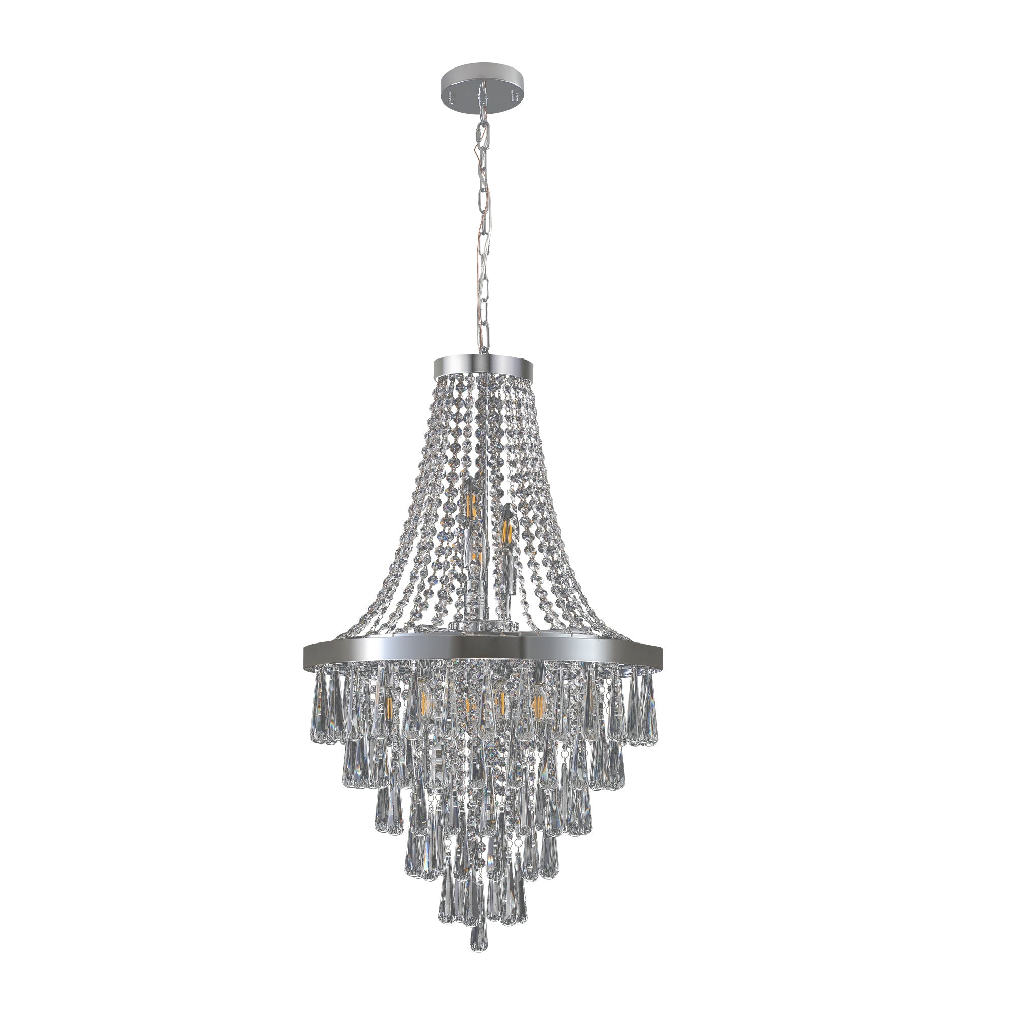 Jandcase 20in. Chrome Crystal Chandelier 11-Light E12 Modern Luxury Ceiling Light for Living Room Dining Room Staircase Adjustable Height
