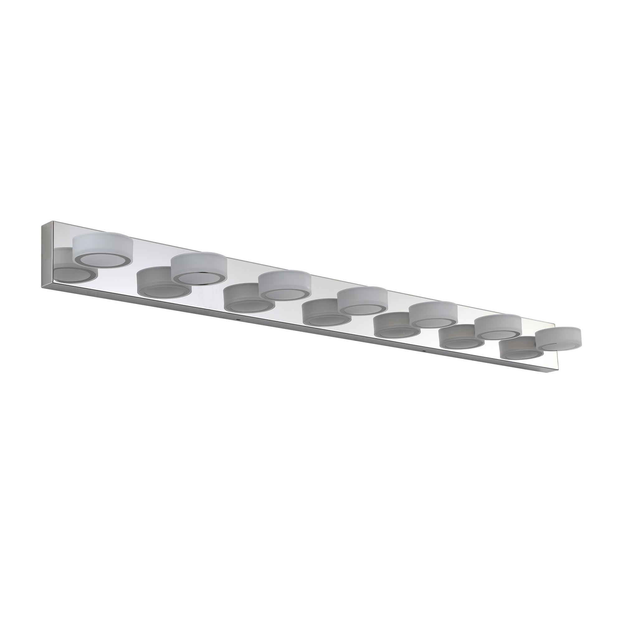 Jandcase 52in. Modern 7-Light LED Vanity Wall Sconce Chrome with Acrylic Shades Dimmable Bathroom Light