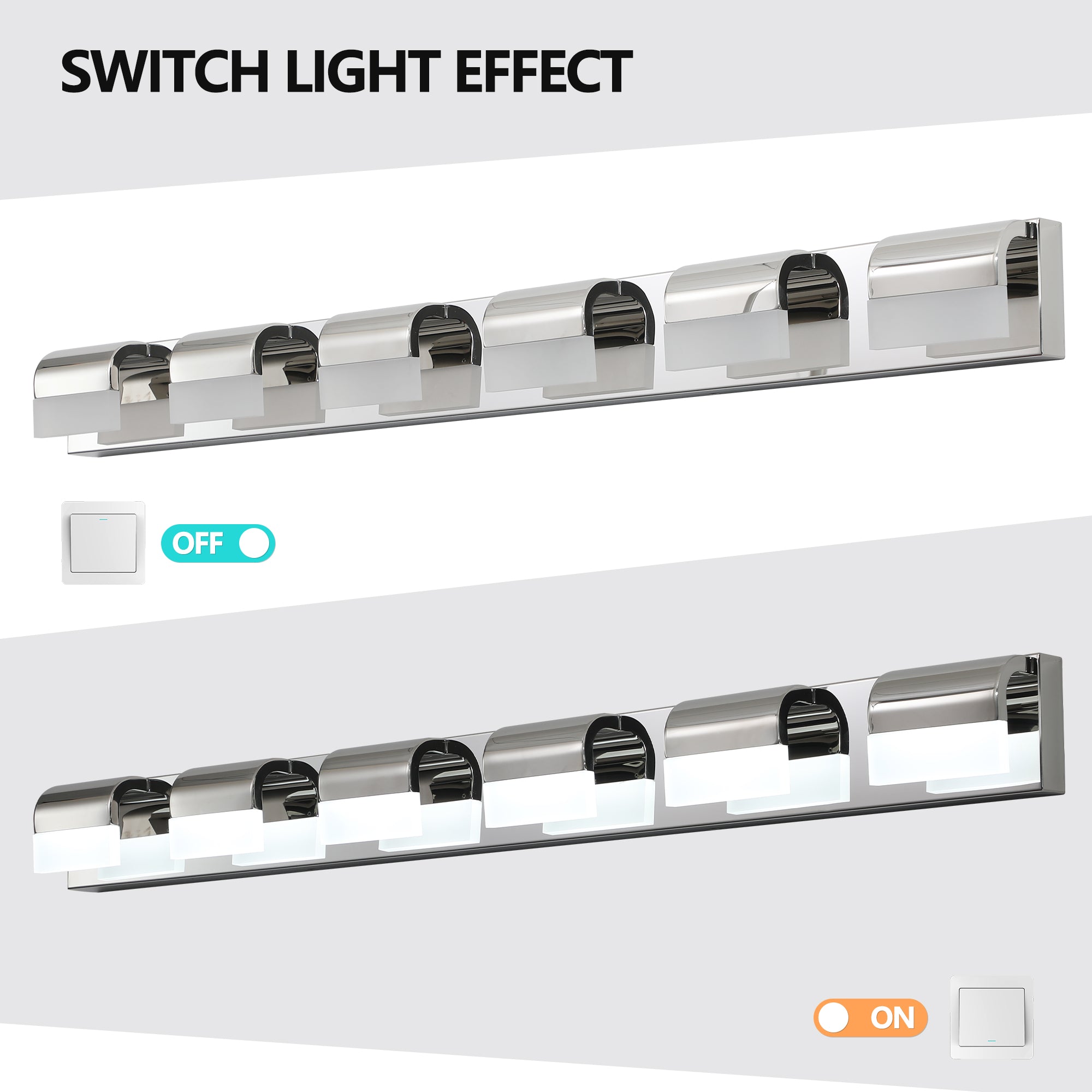 Jandcase Modern Bathroom Vanity Lighting 6-Light LED Vanity Lights Over Mirror Bath Wall Lighting