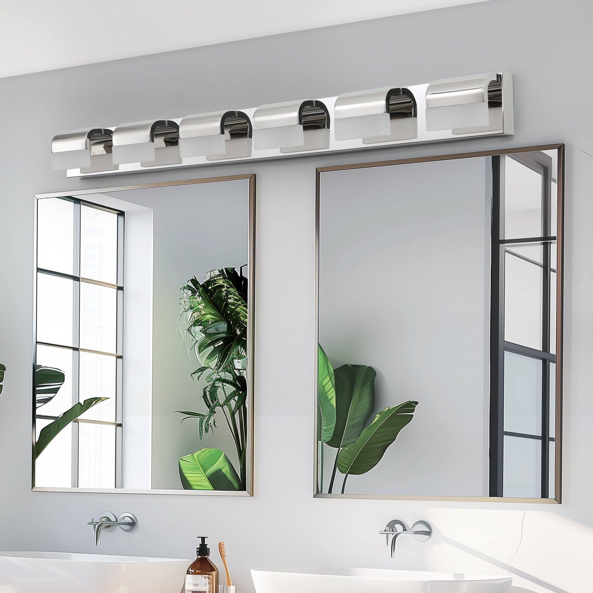 Jandcase Modern Bathroom Vanity Lighting 6-Light LED Vanity Lights Over Mirror Bath Wall Lighting