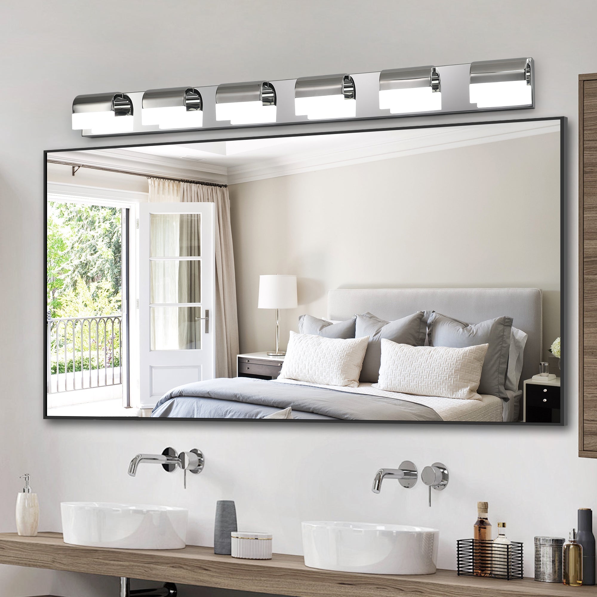 Jandcase Modern Bathroom Vanity Lighting 6-Light LED Vanity Lights Over Mirror Bath Wall Lighting