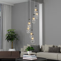 Jandcase 17.7 in. Black Modern 7-Light Cluster Pendant Light with Adjustable Braided Rope Cords and Raindrop Glass Shades (Copy)