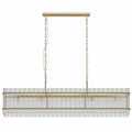 Jandcase 53.9 in. Gold Crystal Chandelier LED 10-Light Modern Glass Iron Ceiling Fixture Adjustable Height Semi Flush Mount for Dining Room Living Room