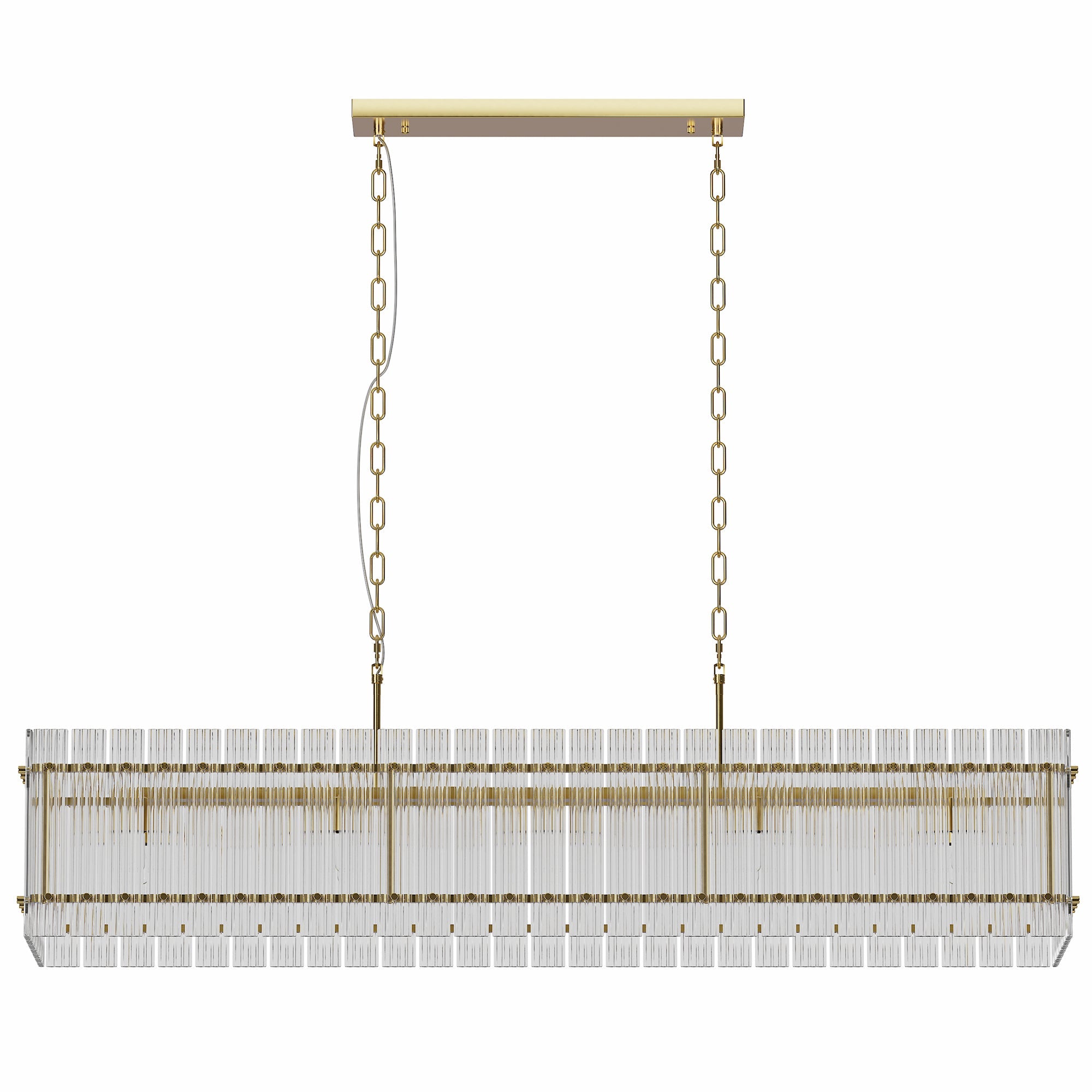 Jandcase 53.9 in. Gold Crystal Chandelier LED 10-Light Modern Glass Iron Ceiling Fixture Adjustable Height Semi Flush Mount for Dining Room Living Room