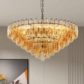 Jandcase 37in. Black 14-Light Tiered Smoke Glass Tube Chandelier Modern Large Ceiling Light for Dining Room Living Room Kitchen Island Bedroom