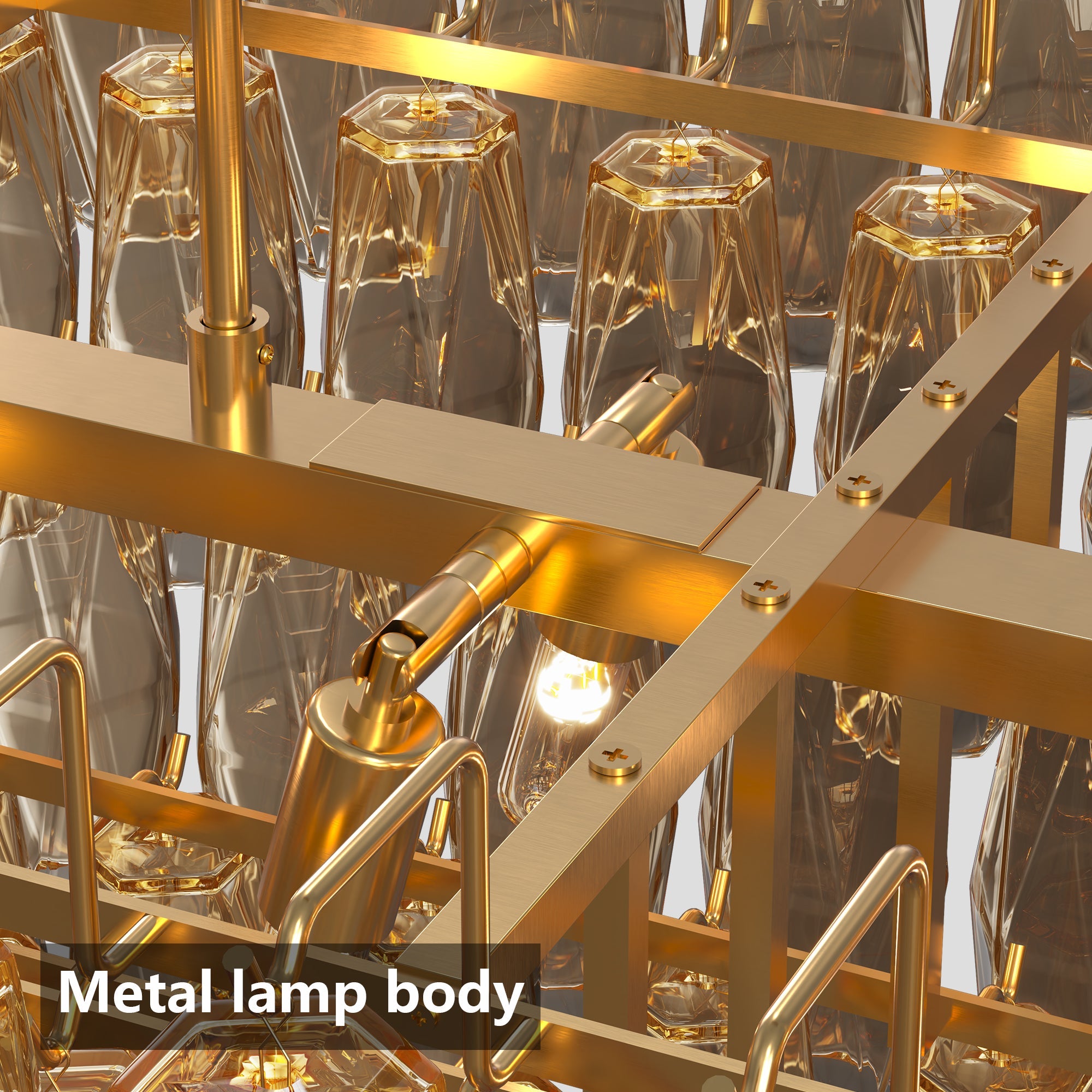 Jandcase 54in. Rectangle Gold Modern Chandelier 12-Light Smoke Glass Pendant for Dining Room Kitchen Island Living Room Bedroom
