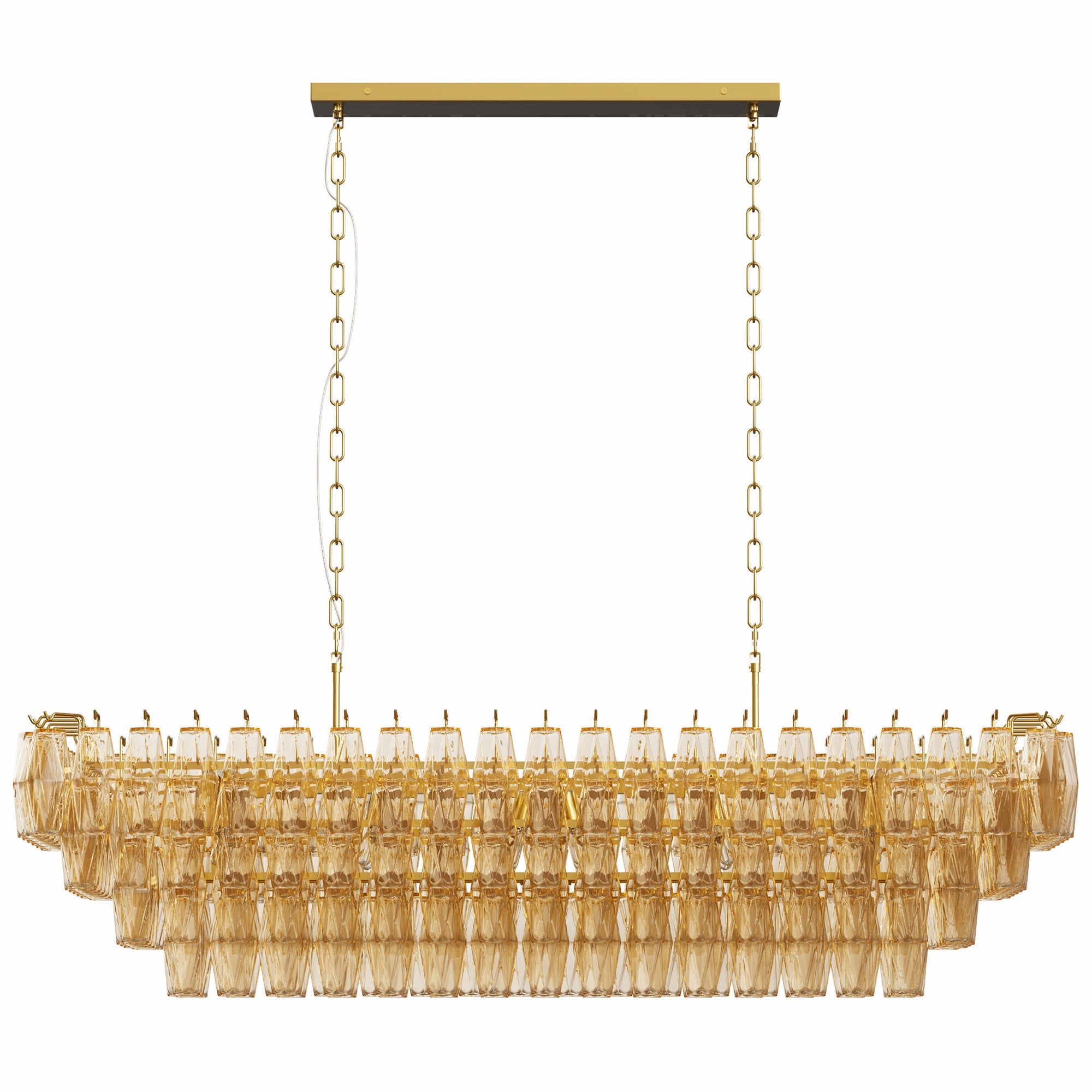 Jandcase 54in. Rectangle Gold Modern Chandelier 12-Light Smoke Glass Pendant for Dining Room Kitchen Island Living Room Bedroom