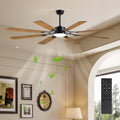 Jandcase72-Inch 8-Blade Large Ceiling Fan,Reversible Quiet DC Motor,Indoor/Outdoor Modern Ceiling Fan,Suitable for Kitchen,Living Room and Terrace,Black.