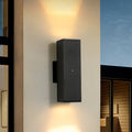 Jandcase 2-Pack 11.8 in. Black Dusk to Dawn Outdoor Wall Lanterns Modern LED Aluminum Exterior Sconce Lights for Porch Patio Garage Entryway