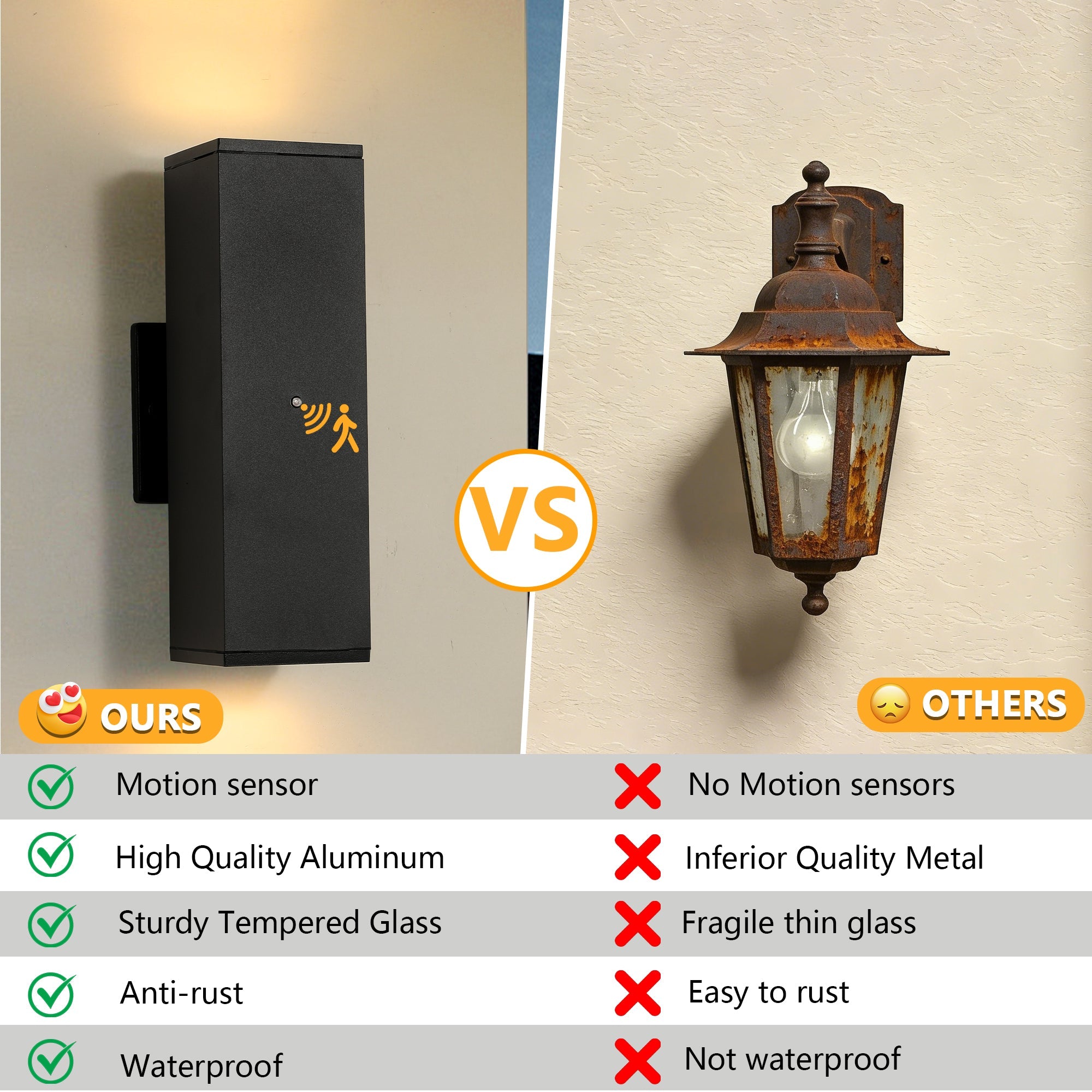 Jandcase 2-Pack 11.8 in. Black Dusk to Dawn Outdoor Wall Lanterns Modern LED Aluminum Exterior Sconce Lights for Porch Patio Garage Entryway