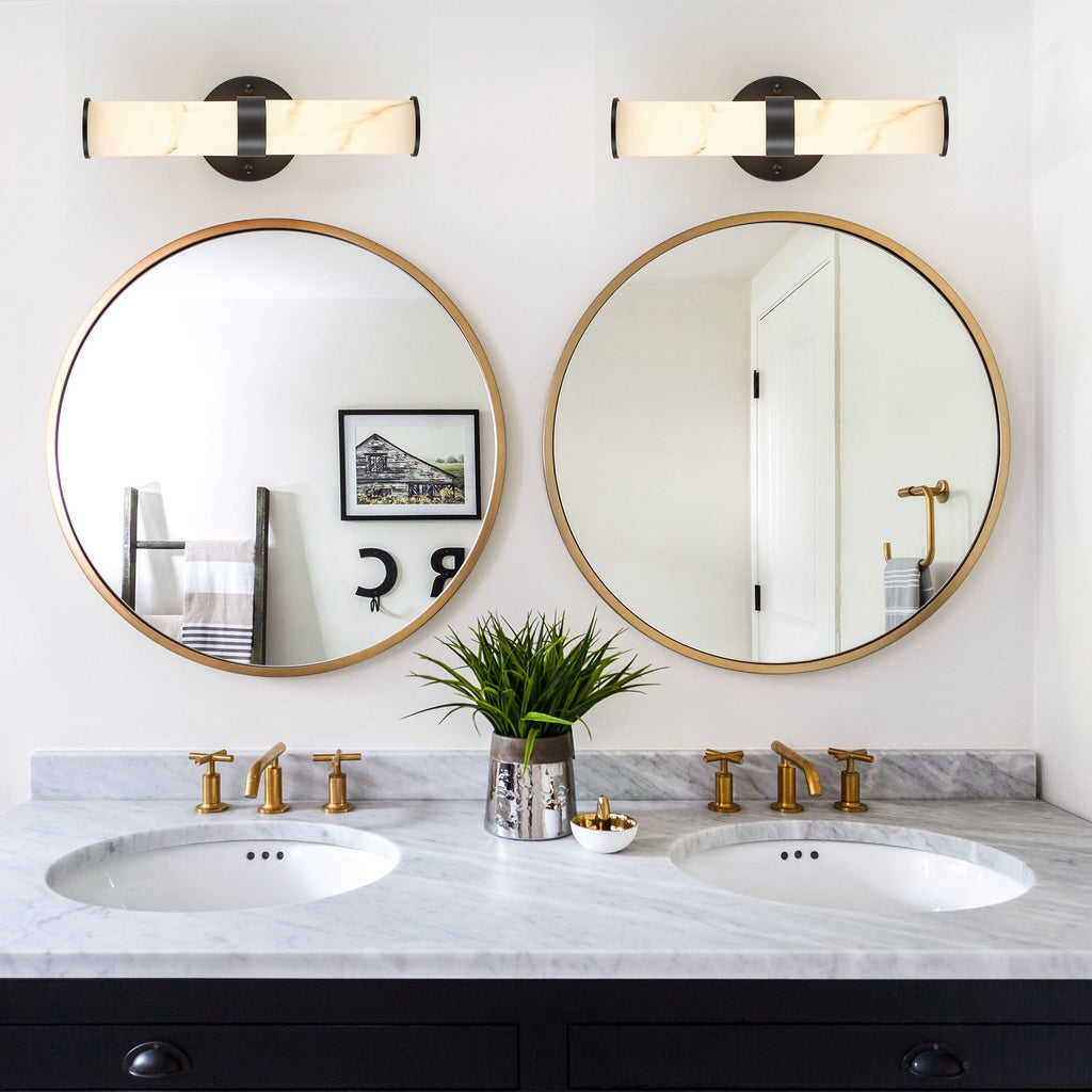 Jandcase 2-Pack Marble Texture Wall Light Black Iron Frame Indoor Wall Sconce Elegant Fixture for Hallway Bathroom Bedroom Lighting