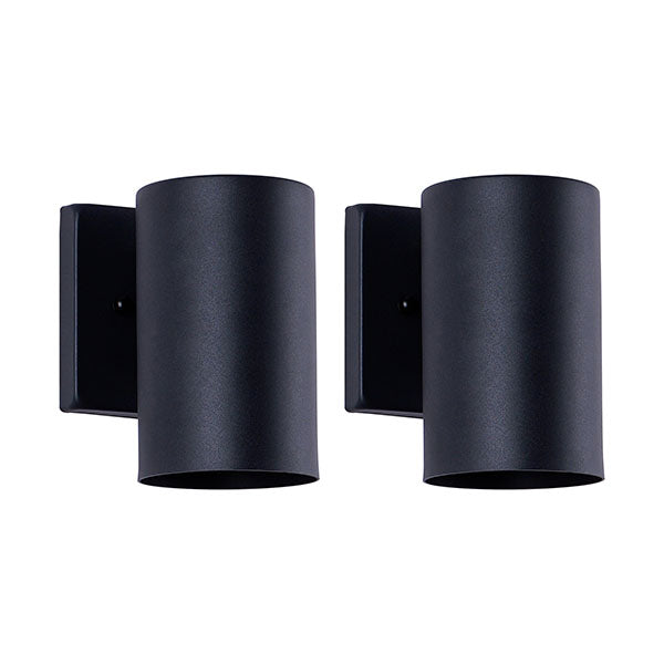 Jandcase 2-Pack 7in Outdoor Wall Sconce Black Cylinder Exterior Wall Light 1-Light Modern Waterproof Fixture for Porch Patio Entryway