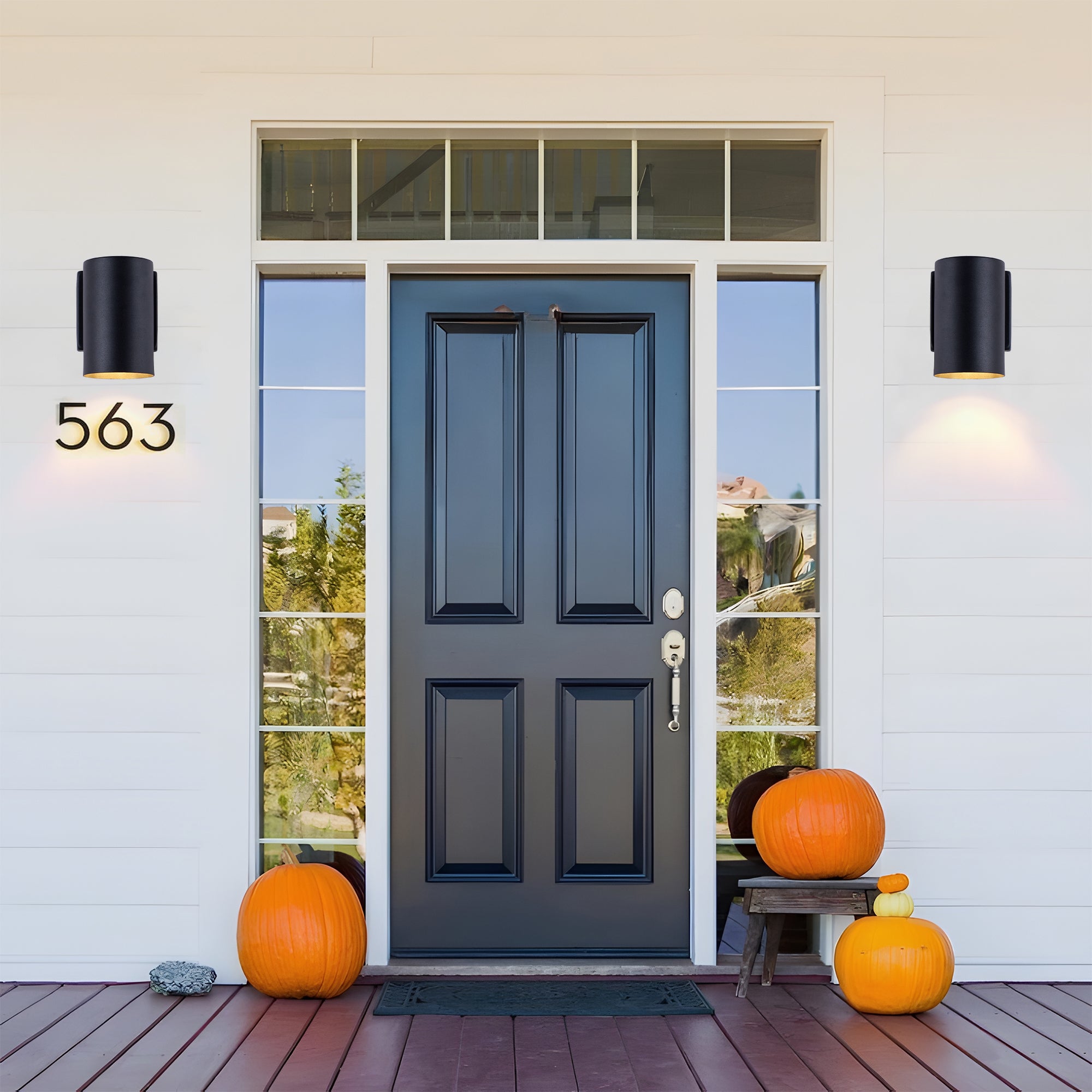 Jandcase 2-Pack 7in Outdoor Wall Sconce Black Cylinder Exterior Wall Light 1-Light Modern Waterproof Fixture for Porch Patio Entryway